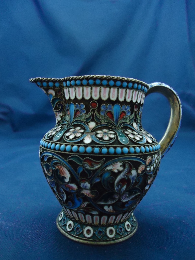Молочник 1898 г. Серебро, эмаль восьми цветов сканная и художественная