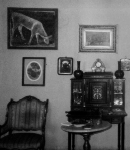 Картина Пиросмани «Косуля у ручья» на стене в доме Цицишвили.