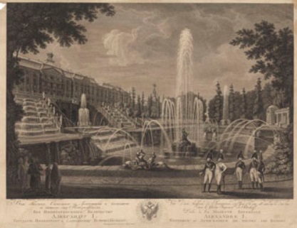 И.В. Ческий. «Вид Большого каскада в Петергофе». Офорт, резец. 1805-1806 гг.