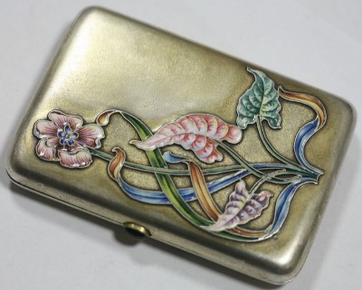 Портсигар в стиле ар нуво. Серебро, Перегородчатая эмаль
