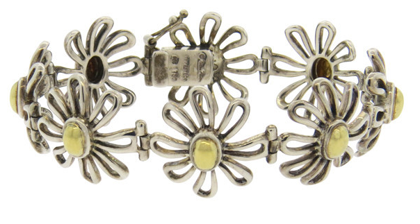 Браслет «Маргаритки» из серебра и золота
