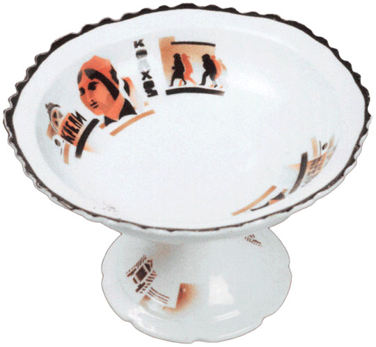 Агитационный фарфор. Сухарница. Дмитровский фарфоровый завод. 1930-е