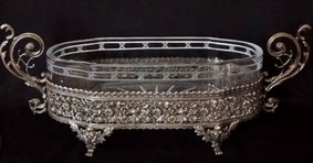 Ладья длиной 39 см. Серебро (вес 473 грамм), хрусталь, 1890 г.