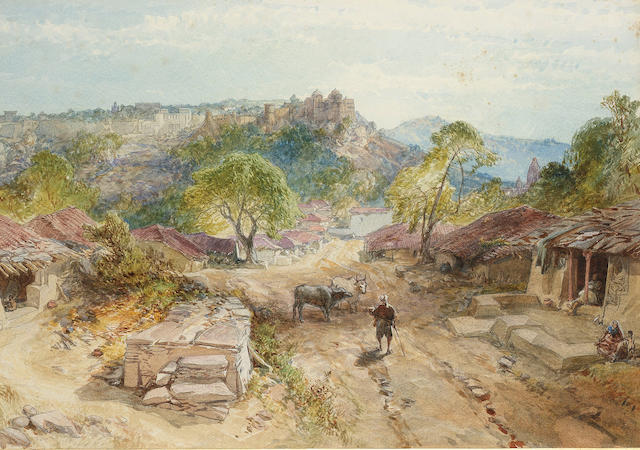 Уильям Симпсон. Акварель «Раджгур, Центральная Индия».