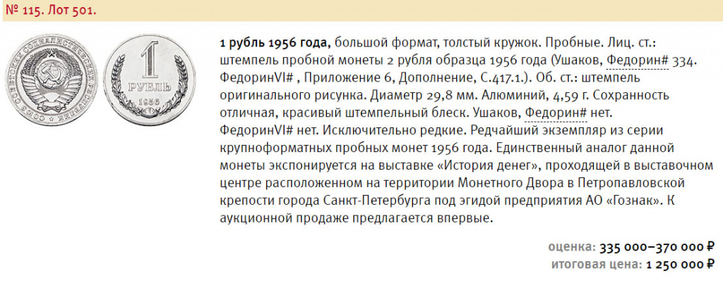Пробные монеты номиналом 1 рубль РСФСР и СССР