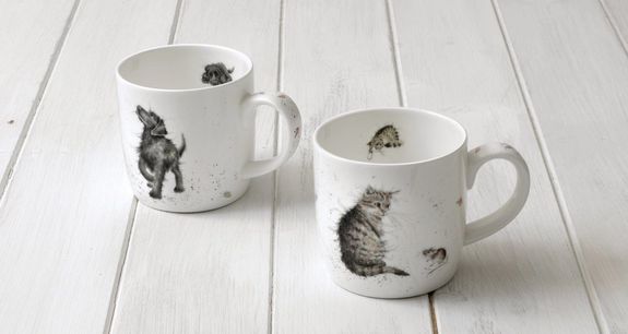 Кружки с изображением животных. Современная коллекция Wrendale. Художница Ханна Дейл. Royal Worcester