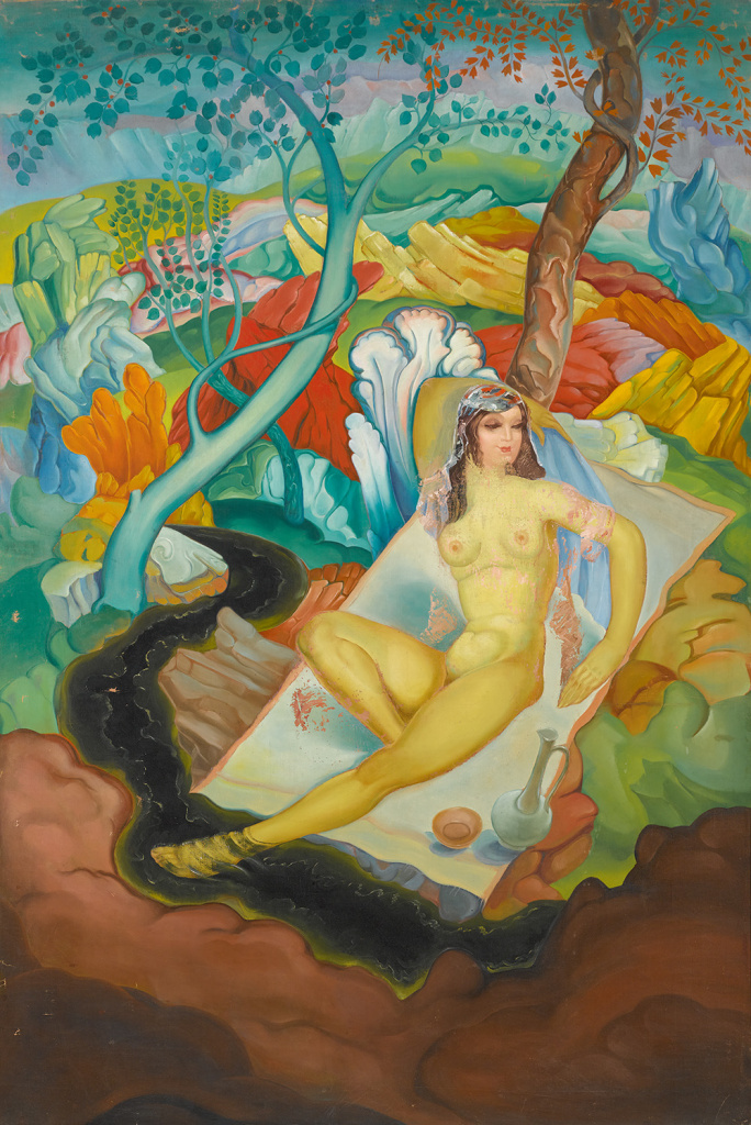 Л. Гудиашвили. Картина «У черного ручья» после авторских изменений (до реставрации).