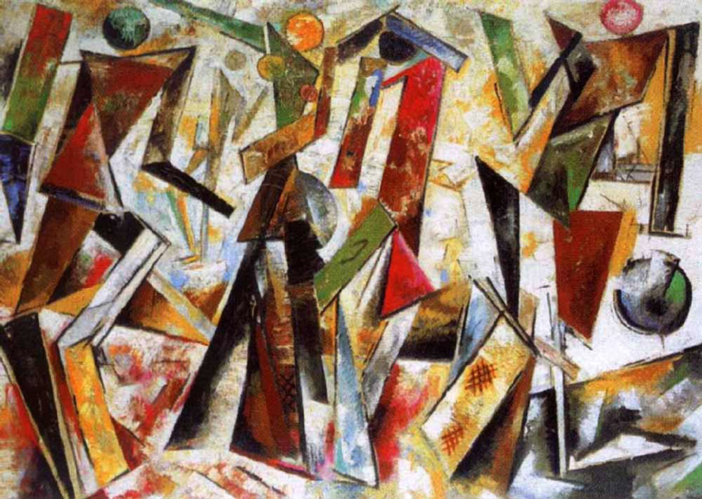 В.Ф. Степанова. «Танцующие фигуры на белом фоне». 1920 г.