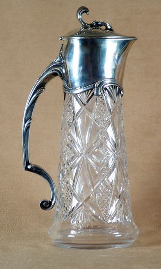 Кувшин 1899 - 1908 гг. Серебро, чернь, литье, теснение, хрусталь, резьба