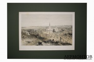 Литография. Карантинное кладбище и церковь. Крымская война. Симпсон. Лондон, 1856 г. 