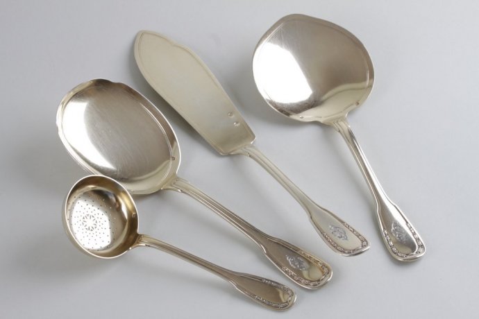 Сервировочный десертный набор. Серебро 950 пробы, золочение. Франция