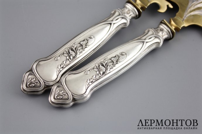 сервировочный набор в футляре GUSTAV VEYRAT. СЕРЕБРО 950. ФРАНЦИЯ