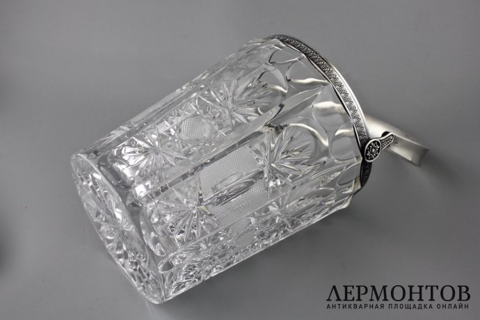 Хрустальное ведерко для льда. Серебро 800. Европа. XX век