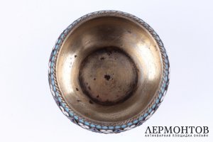 Солонка с эмалью. Павел Овчинников. Серебро 84 пробы. Российская империя