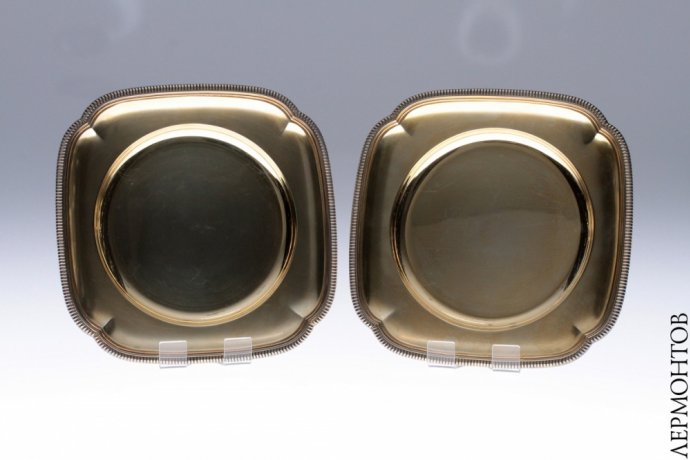 Два блюда Tetard Freres. Серебро 950 пробы, золочение. Франция