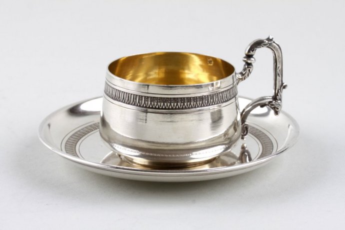 Кофейная пара в классическом стиле Boulanger. Серебро 950, золочение. Франция, XIX в.