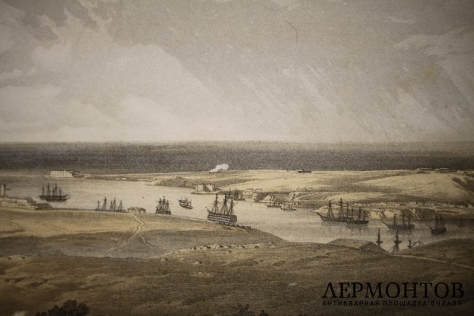 Литография. Севастополь с английских позиций. Крымская война. Симпсон. Лондон, 1855г