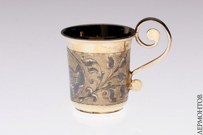 Чашка с черневым узором. Серебро 84. Российская империя