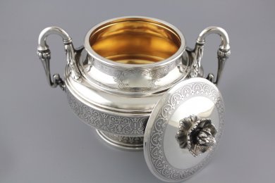 Серебряная сахарница FLAMANT. Серебро 950. Франция