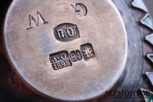 Солонка с эмалью. Павел Овчинников. Серебро 84 пробы. Российская империя