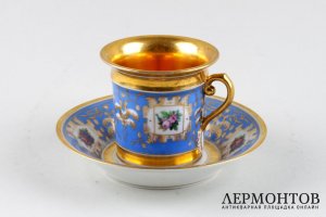 Чайная пара из великокняжеского сервиза Александра II. Фарфор, роспись. ИФЗ, XIX в.