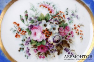 Сухарница с цветочным орнаментом. Завод Попова. Фарфор, роспись. Пер. пол. XIX в.