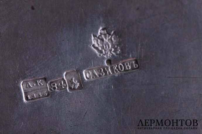 Сахарница в классическом стиле. Сазиков. Серебро 84 пробы. Россия, 1856 год.