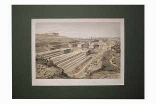 Литография. Вид на доки Севастополя и руины форта Святого Павла. У. Симпсон. 1856 г.