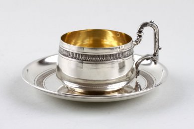 Кофейная пара в классическом стиле Boulanger. Серебро 950, золочение. Франция, XIX в.