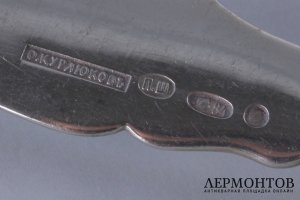 Комплект приборов для рыбы. Фирма О. Курлюкова. Серебро 84. Россия, 1908-1917 гг.