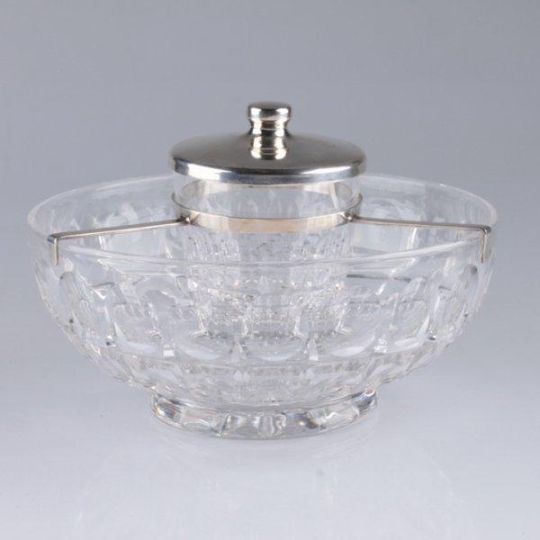 Икорница. Ювелирная фирма Cartier. Франция, Париж. Серебро 925. Хрусталь.