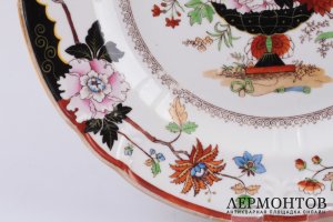 Тарелка в стиле шинуазри. Завод Попова. Фарфор. Российская империя