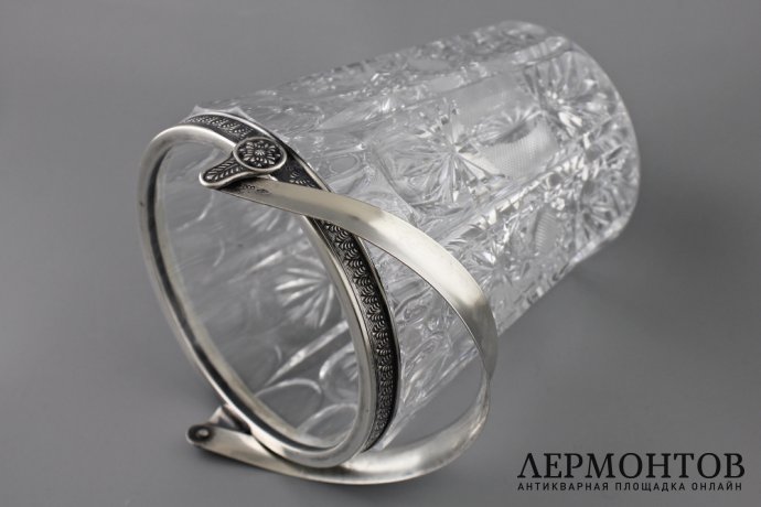 Хрустальное ведерко для льда. Серебро 800. Европа. XX век