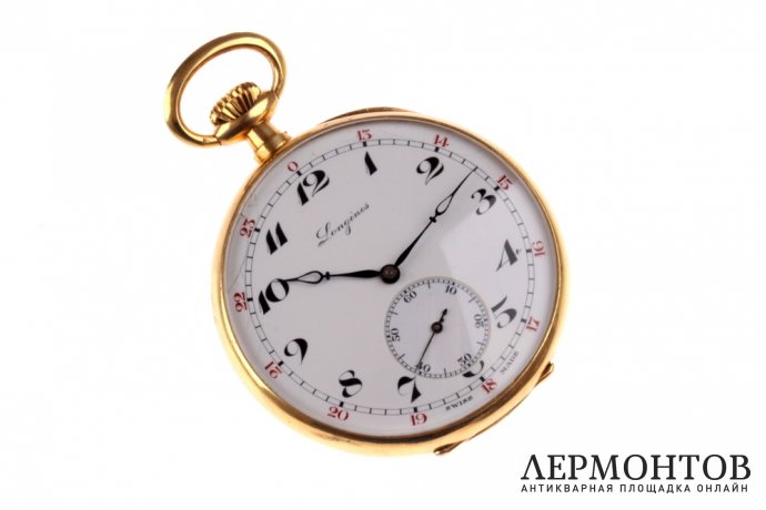 Открытые карманные часы Longines. Золото 750. Швейцария