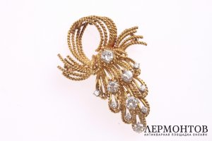 Брошь с бриллиантами 1,88 k. Золото 750. Франция