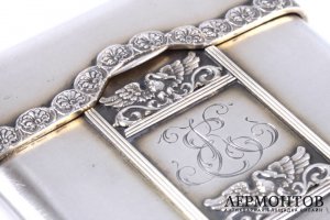 Портсигар в стиле ампир. Серебро 84. Российская империя