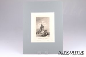 Гравюра. Москва. Храм Василия Блаженного. 1850 год. Викерс. Германия.