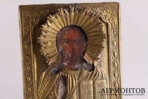 Икона. Господь Вседержитель. Латунный оклад. Россия, до 1917 года.