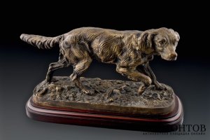 Скульптура Охотничья собака. Farbel. Бронза, литье. Франция, 19-20 вв.