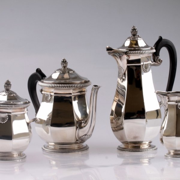 Чайно-кофейный сервиз Roussel Fils amp Cie. Серебро 950. Франция