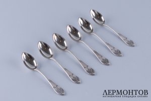 Набор кофейных ложек. Хемпель. Серебро 84 пробы. Варшава, Россия. 1908-1917.