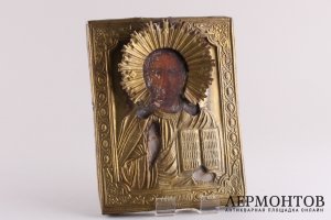 Икона. Господь Вседержитель. Латунный оклад. Россия, до 1917 года.