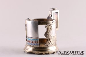 Подстаканник в русском стиле. Серебро 84 пробы, эмаль, золочение. Россия, 1888 г.