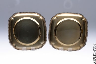 Два блюда Tetard Freres. Серебро 950 пробы, золочение. Франция
