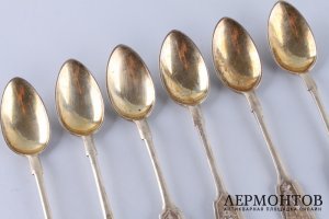 Набор чайных ложек. Иван Алексеев. Серебро 84 пробы. Россия, Москва, 1880 год.