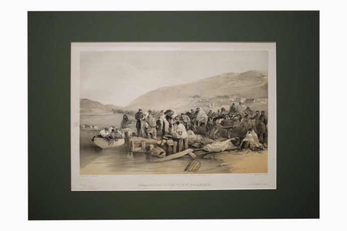 Литография. Эвакуация раненых в Балаклаве. Крымская война. Симпсон. Лондон, 1855 г.
