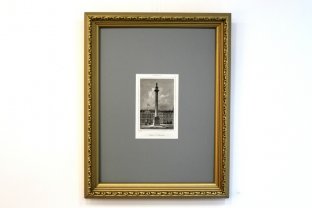 Гравюра. Александровская колонна в Санкт-Петербурге. 1838 год. Леметр