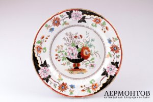 Тарелка в стиле шинуазри. Завод Попова. Фарфор. Российская империя