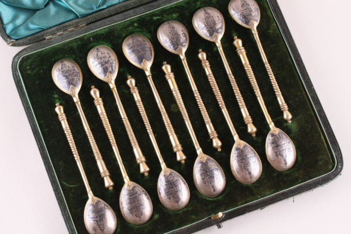 Набор кофейных ложек. Хлебников, Павлов. Серебро 84 пробы, чернение. Россия, XIX в.