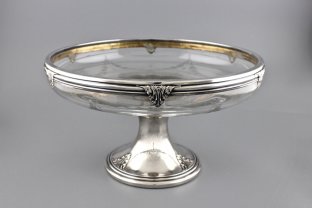 Ваза на ножке в оправе. Серебро 950 пробы, стекло. Франция, нач. XX в.